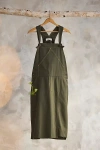 Utility Canvas Overall Dress, Olive In Green