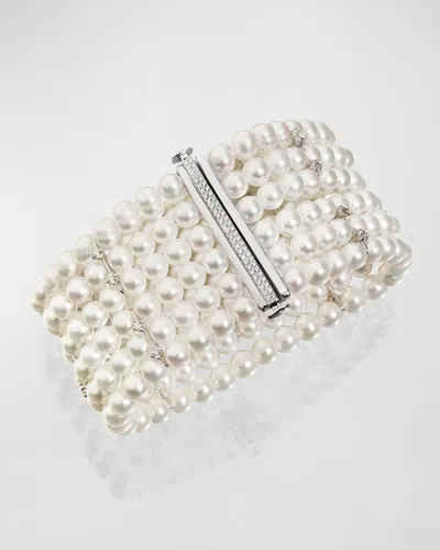 Utopia 18k White Gold Bracelet With Diamonds And Freshwater Pearls