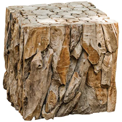 Uttermost 19" High Reclaimed Teak Wood Bunching Cube Table