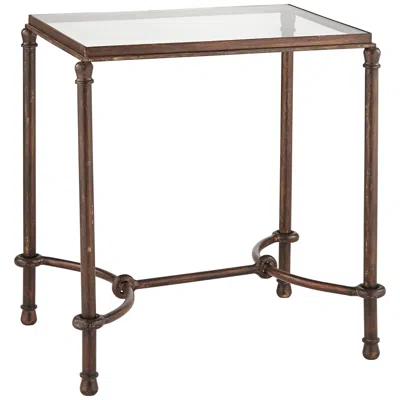 Uttermost 25" Wide Warring Rustic Bronze And Glass End Table