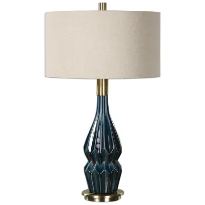 Uttermost 31 1/2" Prussian Deep Blue Glaze Ceramic Table Lamp