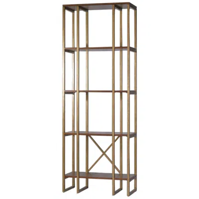 Uttermost 32" Wide Gold Walnut Wood 4-shelf Etagere
