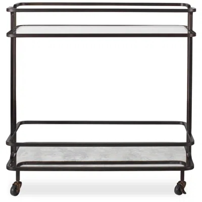 Uttermost 34" Wide Bronze Bar Cart In Black