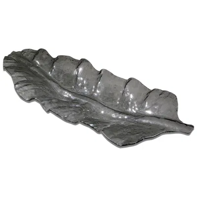 Uttermost 43" Wide Smoked Leaf Decorative Glass Tray