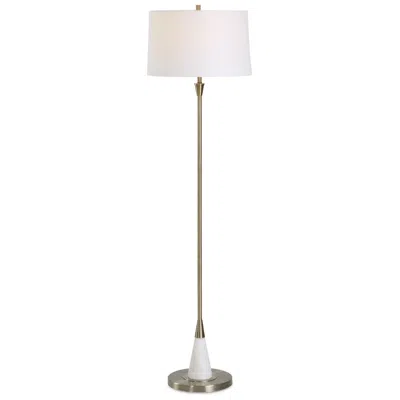 Uttermost 63" High Antique Brass Metal With Marble Floor Lamp In White