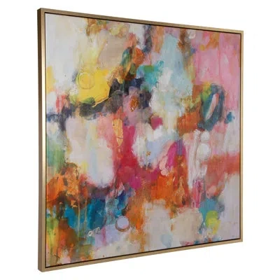 Uttermost A Colorful Mindset Framed Abstract Art In Gold,pink,blue,orange