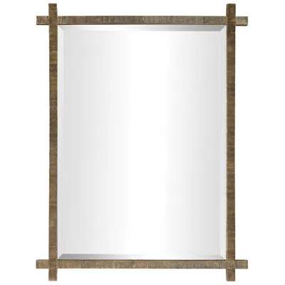 Uttermost Abanu 30" X 39.75" Rustic Gold Ribbed Frame Wall Mirror