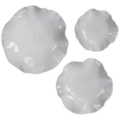 Uttermost Abella 18"w White 3-piece Flower Ceramic Wall Art Set