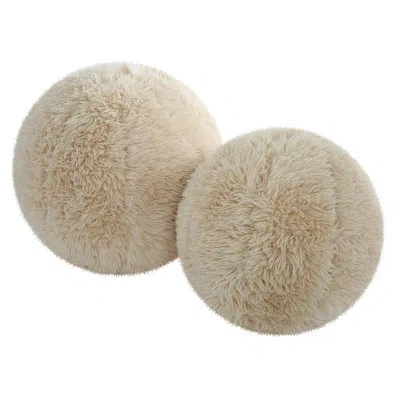 Uttermost Abide Ball Sheepskin Accent Pillow In Tan