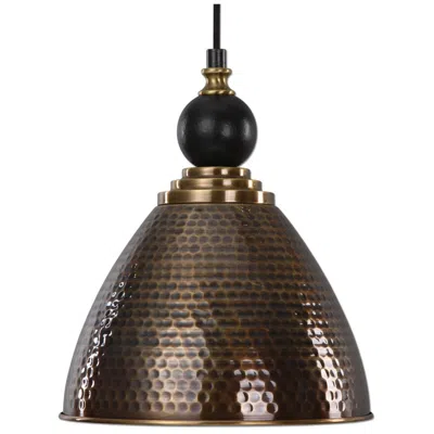 Uttermost Adastra 12" Wide Hammered Antique Brass Dome Mini Pendant
