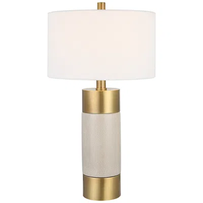 Uttermost Adelia 30 1/2" Brass And Ivory Crackle Ceramic Table Lamp