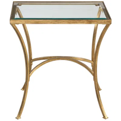 Uttermost Alayna 22"w Antiqued Gold Leaf Metal Rectangular End Table