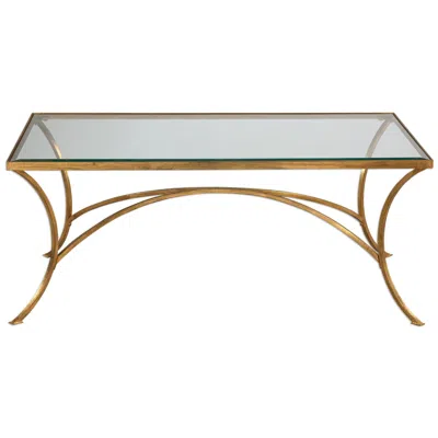Uttermost Alayna 48" Wide Antiqued Gold Rectangular Coffee Table