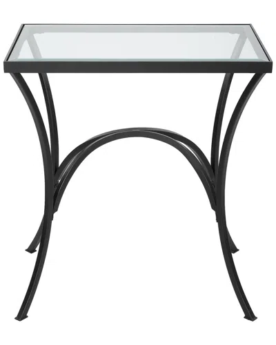 Uttermost Alayna Metal & Glass End Table In Black