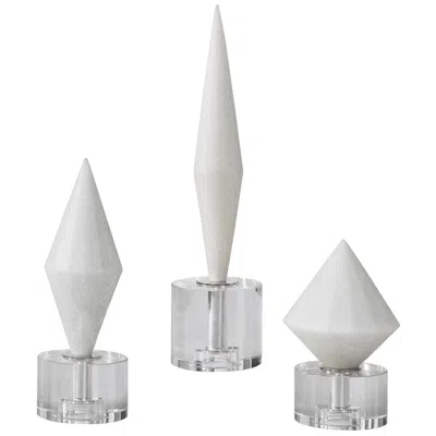 Uttermost Alize 14" High Diamond Crystal Sculptures Set Of 3