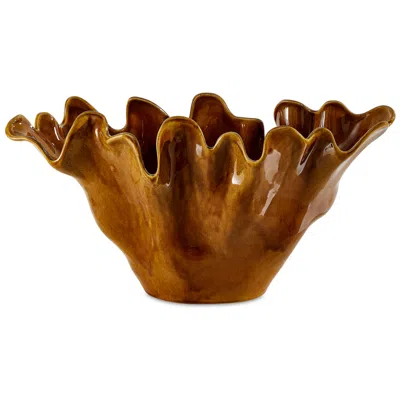 Uttermost Amber Tide Indoor-outdoor Ceramic Bowl In Brown