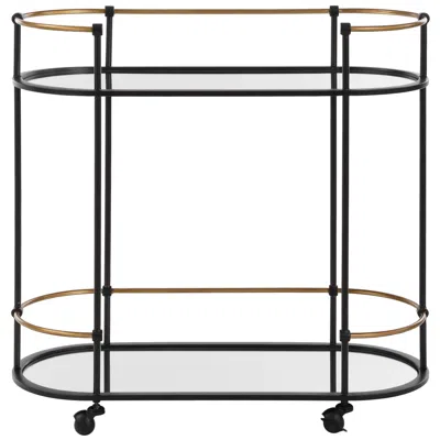 Uttermost Andre 32" Wide Satin Black 2-shelf Bar Cart
