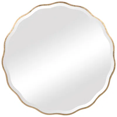 Uttermost Aneta Aged Gold 42" Round Scalloped Modern Wall Mirror