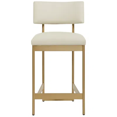 Uttermost Apsley Gold And White Leather Counter Stool