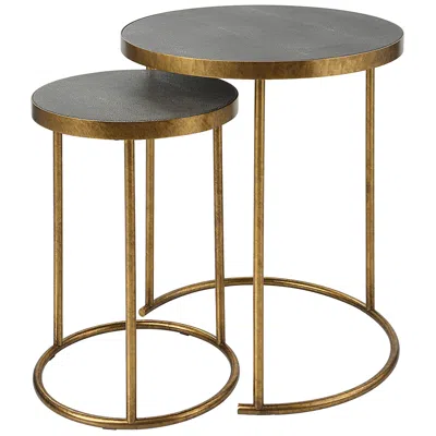 Uttermost Aragon 19.5" Wide Gold And Brass Nesting Tables Set Of 2