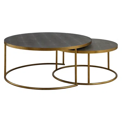 Uttermost Aragon Nesting 2-piece Gray And Brass Coffee Tables In Black