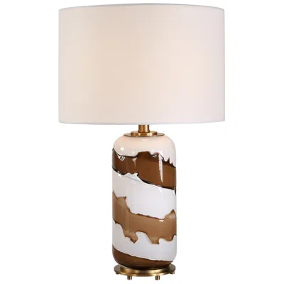 Uttermost Ararat 24" White And Brown Glass Table Lamp
