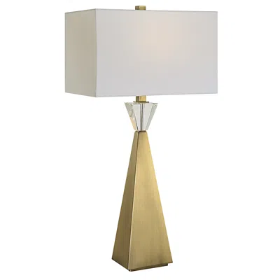 Uttermost Arete Plated Antique Brass And Crystal Table Lamp
