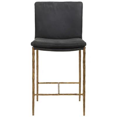 Uttermost Ascend Gold And Charcoal Leather Counter Stool