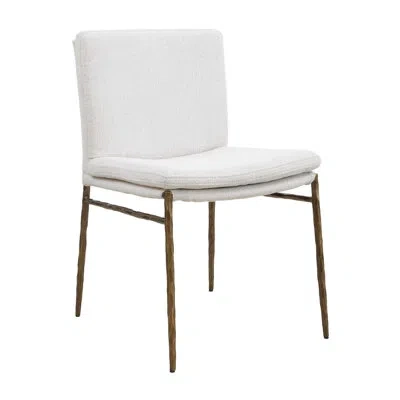 Uttermost Ascend Textured White Dining Chair In Gold