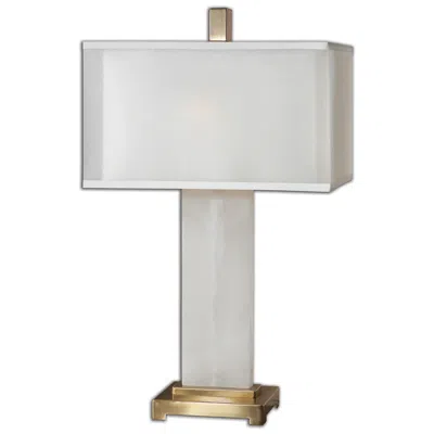 Uttermost Athanas 29" Coffee Bronze And White Alabaster Table Lamp