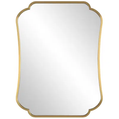 Uttermost Athena Brushed Brass 24" X 32" Curved Wall Mirror