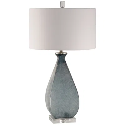 Uttermost Atlantica 28 3/4" Acid Etched Ocean Blue Glass Table Lamp
