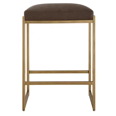 Uttermost Atticus 25 3/4" High Brown And Gold Counter Stool