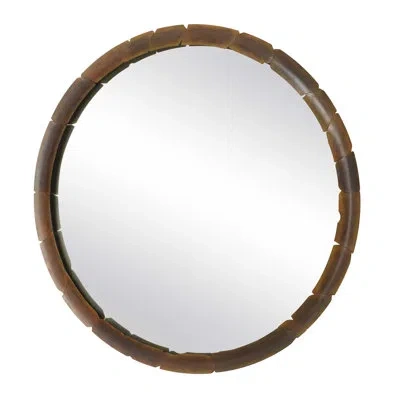 Uttermost Auger Amber Glass Round Mirror In Bronze