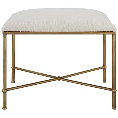 Uttermost Avenham 24" Wide White Fabric Accent Bench