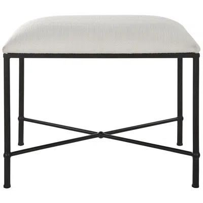 Uttermost Avenham 24" Wide White Fabric Small Bench