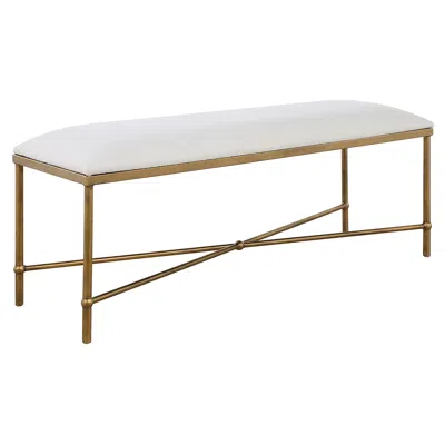 Uttermost Avenham 50 1/2"w Crisp White Fabric Accent Bench