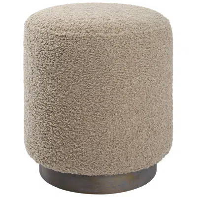 Uttermost Avila 16" Wide Wooden Base And Latte Fabric Ottoman