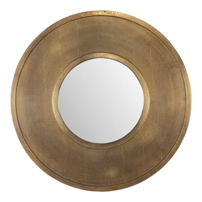 Uttermost Axel Plated Antique Brass 30" Round Wall Mirror