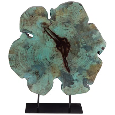 Uttermost Bahati 22.8" High Blue Wood Sculpture In Green