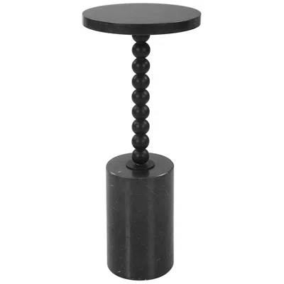 Uttermost Bead 10" Wide Black Marble Round Drink Table