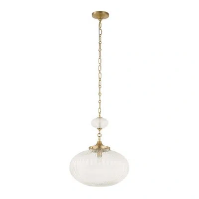Uttermost Bellaire 1 Light Glass Shade Pendant In Brushed Gold