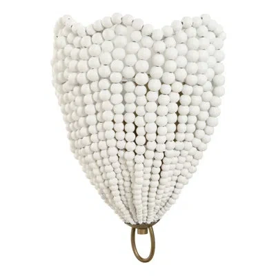 Uttermost Biddeford 1 Light White Beaded Sconce In Brushed Brass