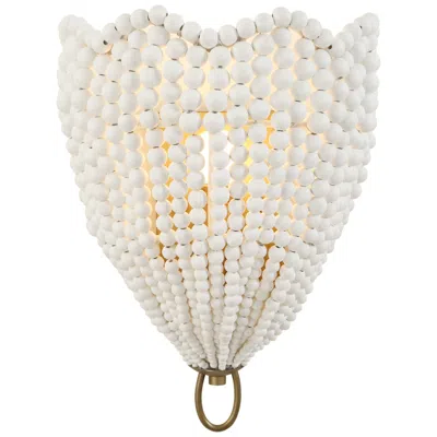 Uttermost Biddeford 14" High White Wood Beaded 1-light Sconce