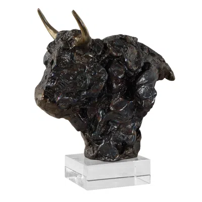 Uttermost Bison Bust 13" High Tarnished Bronze Statue