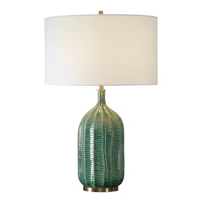 Uttermost Bixby 24 1/2" Modern Hunter Green Glaze Ceramic Table Lamp