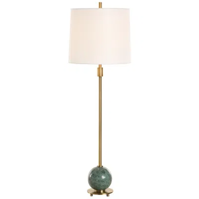 Uttermost Bledel 36 1/4" High Brass And Green Marble Buffet Lamp