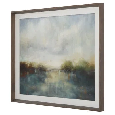 Uttermost Blue Reverie Framed Abstract Lake Print In Brown,gray,blue,green