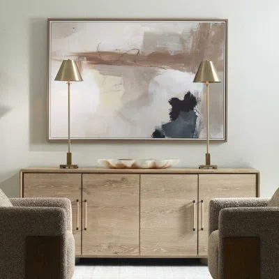 Uttermost Bluster Framed Abstract Canvas In Blue;brown;white;gray;yellow;orange;purp