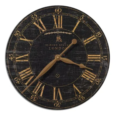 Uttermost Bond Street Black 18" Wide Round Wall Clock
